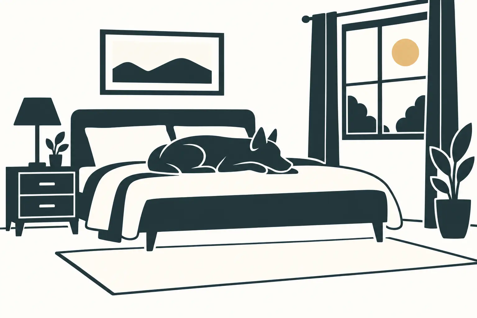 dog waiting on a bed while their owner is at work