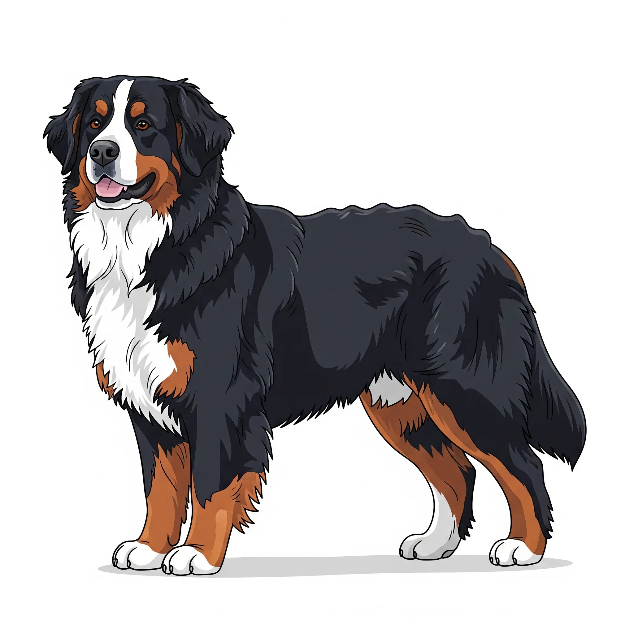 Bernese Mountain Dog dog breed - A gentle giant with a tricolour coat and a calm, affectionate nature.