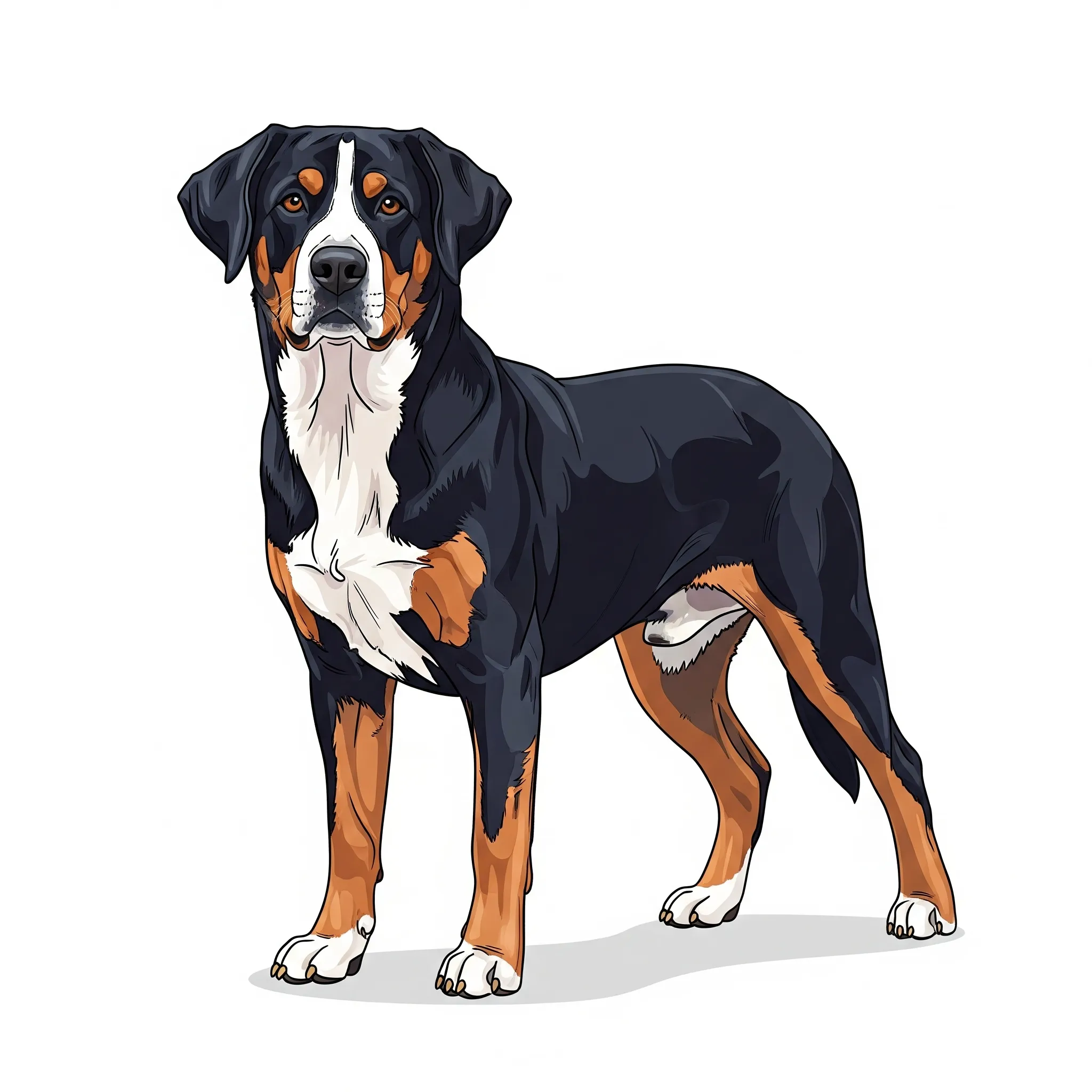 Greater Swiss Mountain Dog dog breed - A large and powerful draft dog with a gentle temperament.