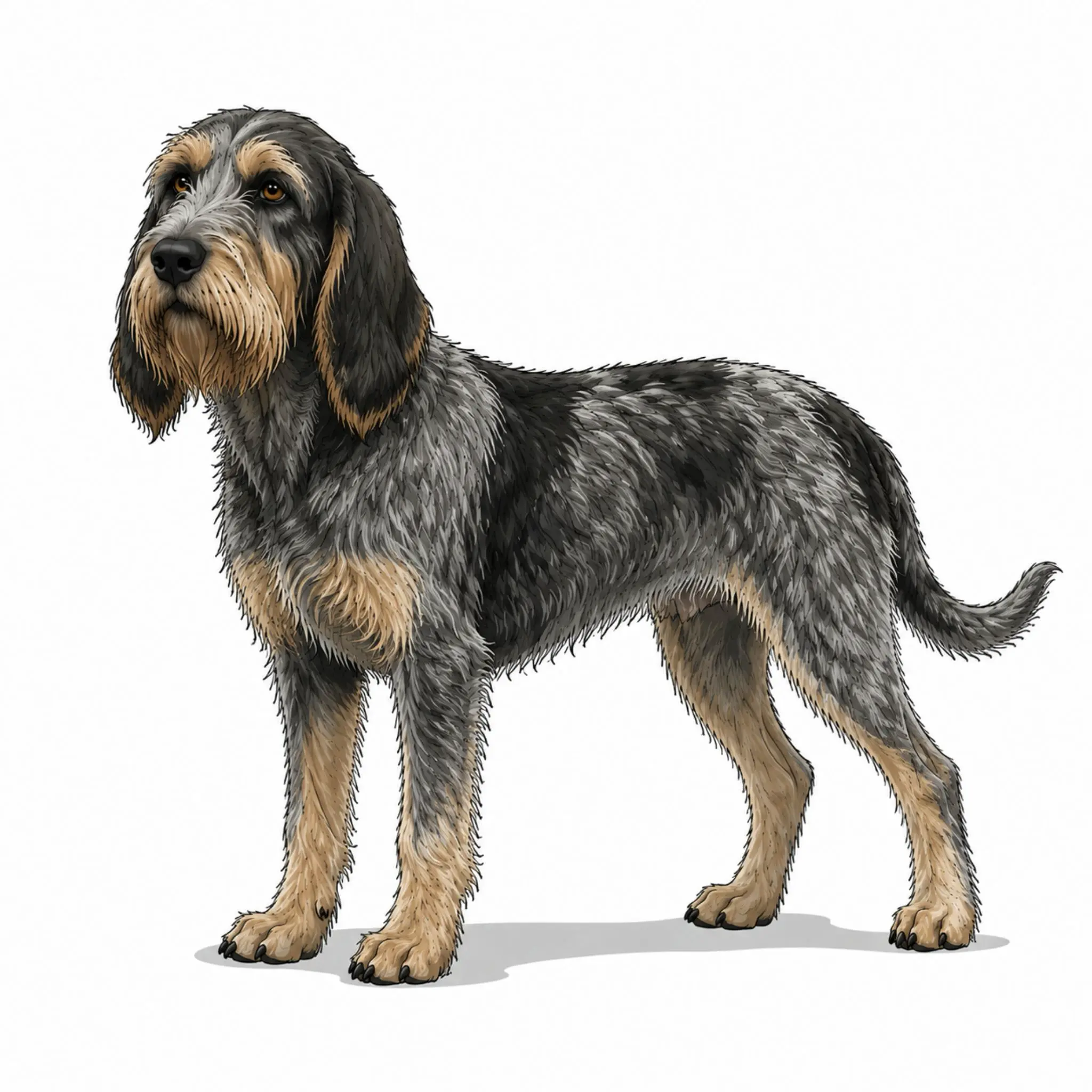 Griffon Nivernais dog breed - A wolf-grey French griffon with ancient roots and a courageous hunting instinct.