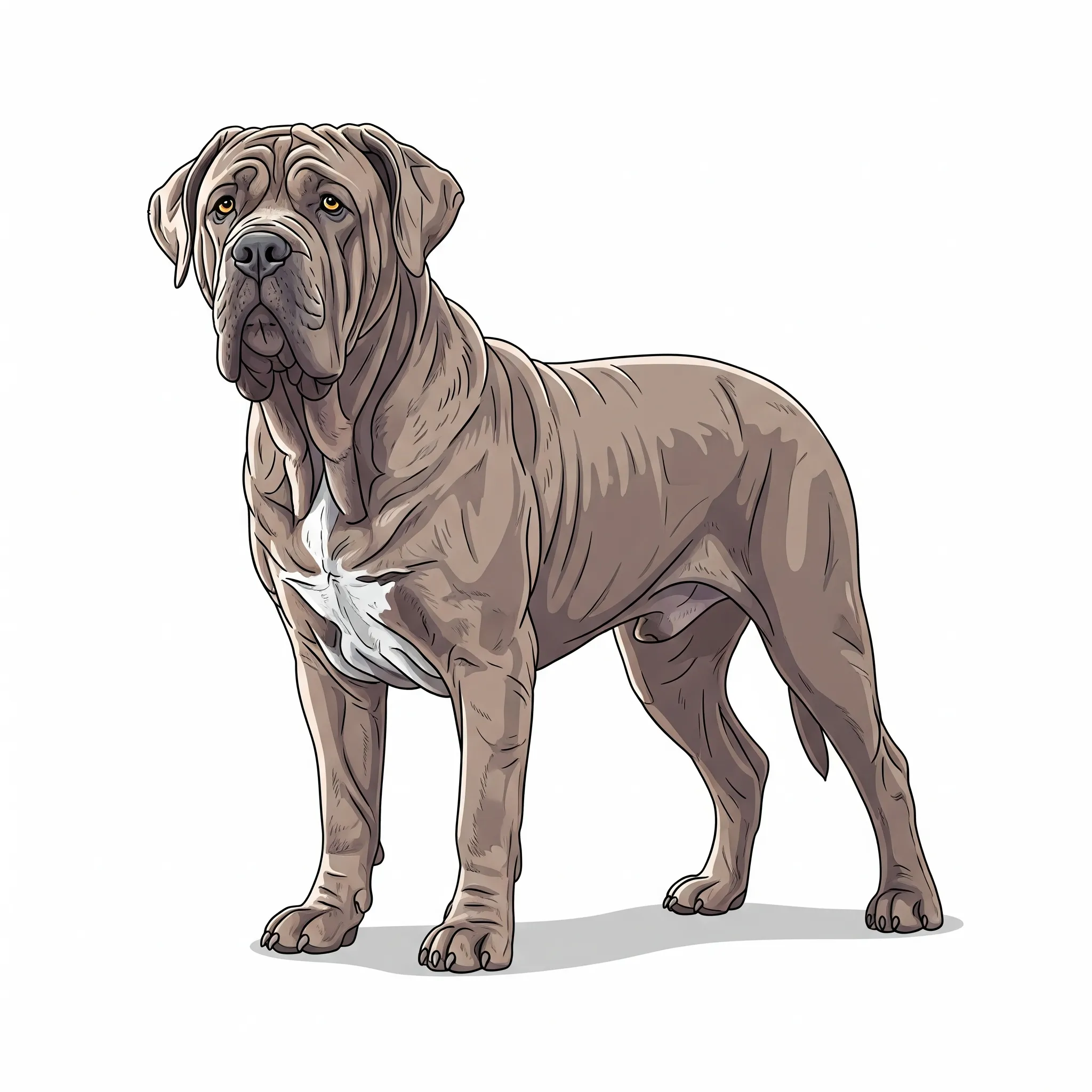 Neapolitan Mastiff dog breed - A massive, loyal guardian with loose, wrinkled skin.