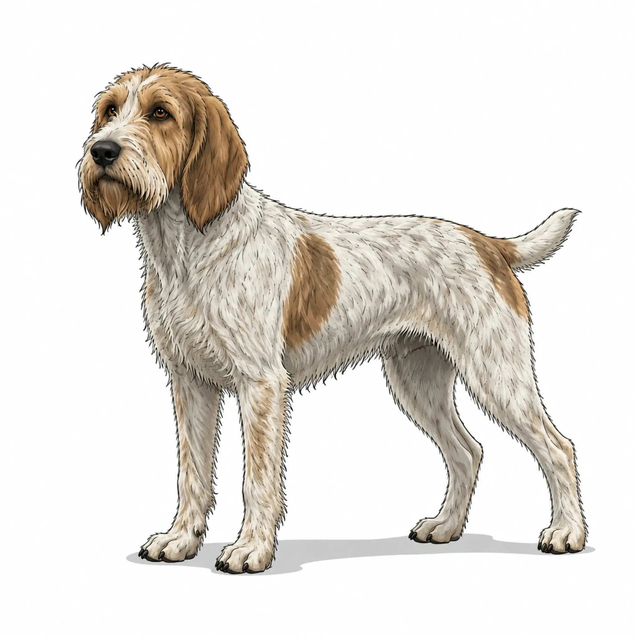 Briquet Griffon Vendéen dog breed - A medium-sized Vendéen griffon with a rough coat and a determined hunting spirit.