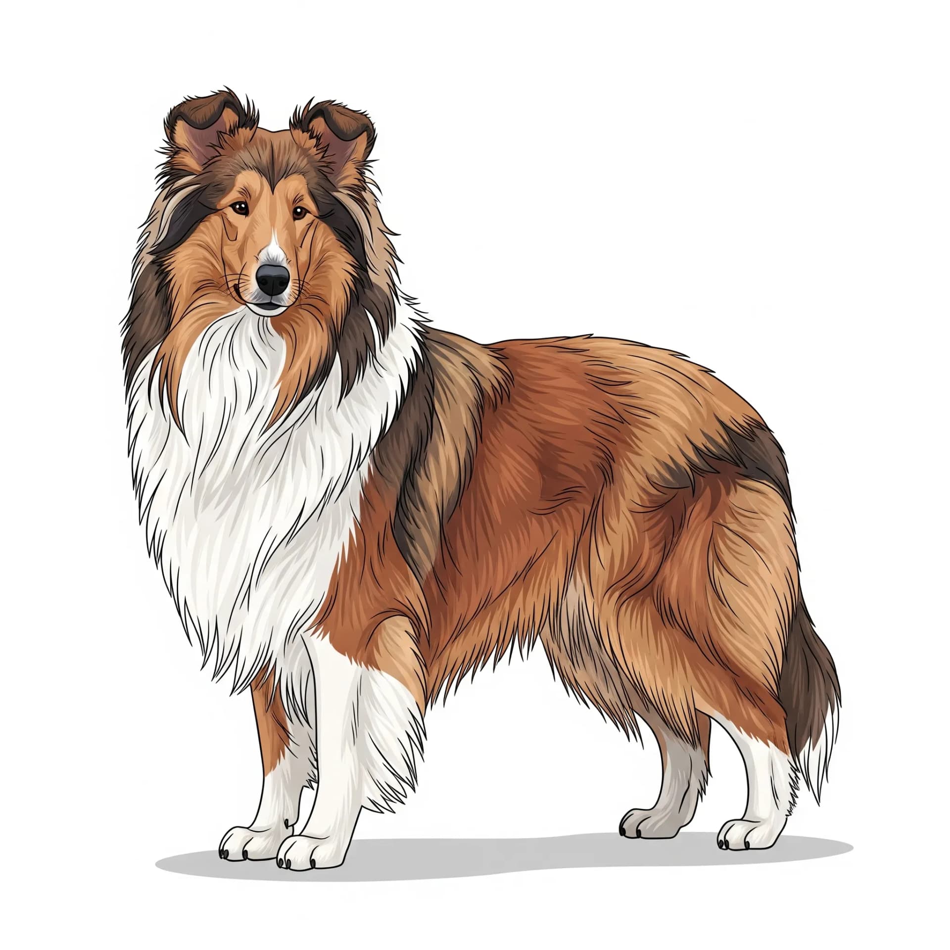 Rough Collie dog breed - A graceful long-coated herding dog made famous by Lassie.